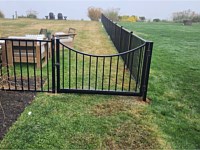 <b>2 Rail flat top Ascot style black aluminum fence with scalloped dop gate</b>